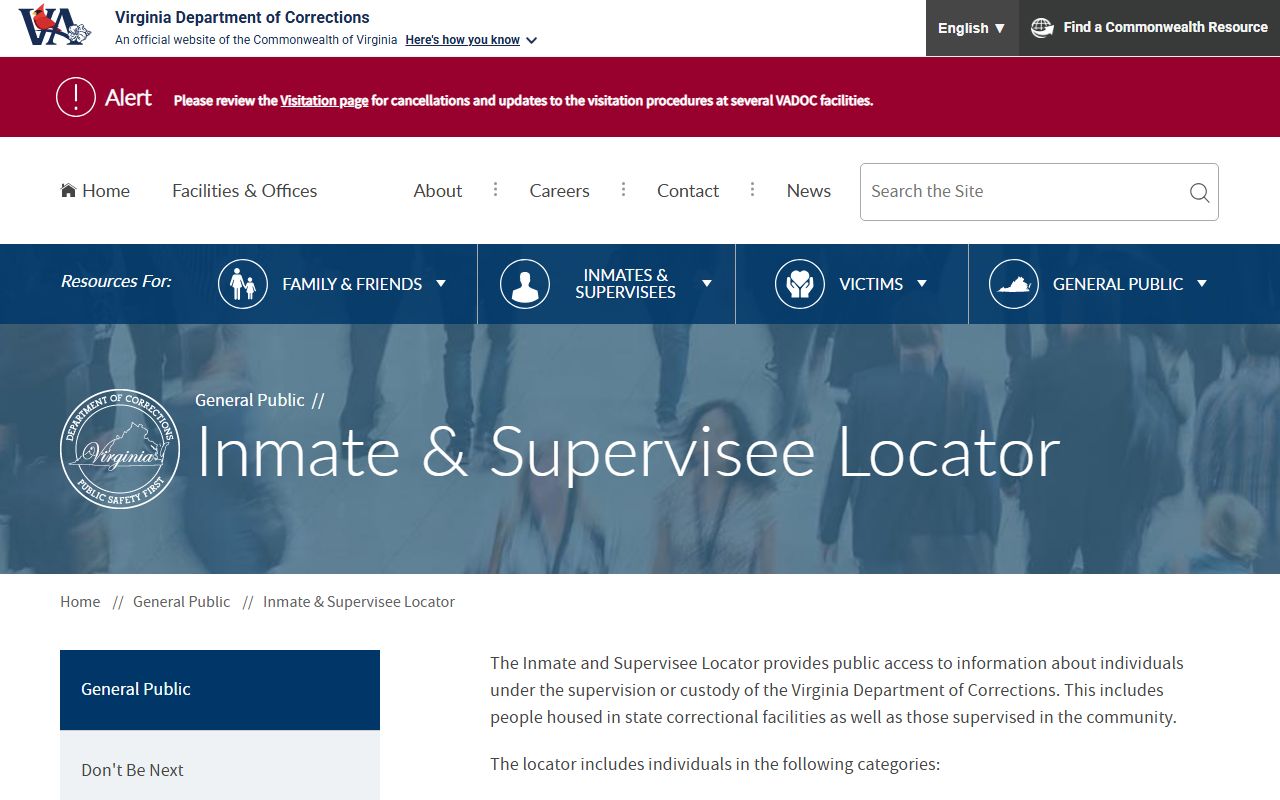 VADOC inmate and supervisee locator for River North Correctional Center inmate search